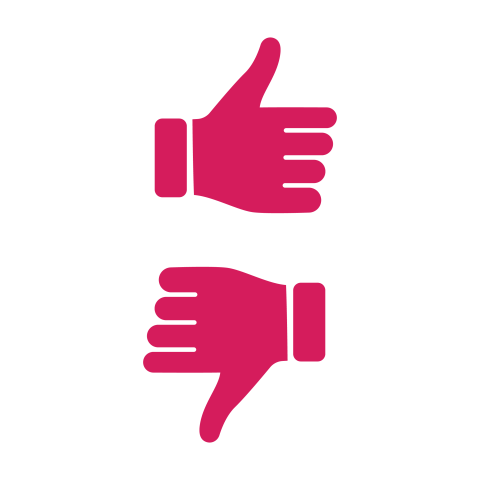 Pink Like and Dislike Hand Icons PNG