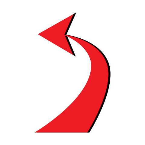 Red Curved Left Arrow PNG Download