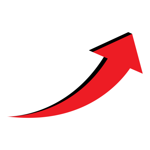 Red Curved Upward Arrow PNG