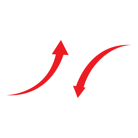 Red Curved Up and Down Arrow PNG Transparent