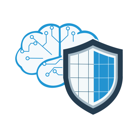 AI Brain with Cyber Security Shield PNG