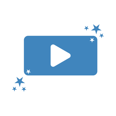 Blue Play Button with Stars PNG Download