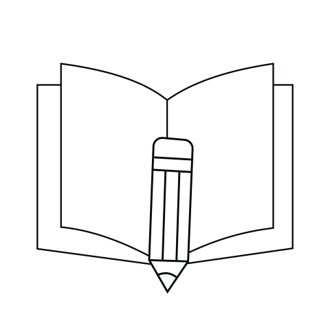 Open Book with Pencil Outline Education PNG