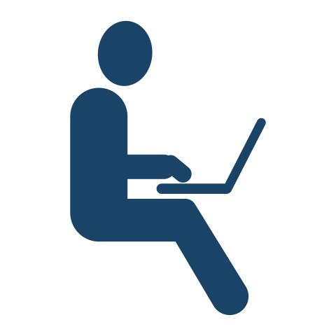 Remote Work Person Using Laptop Flat Design PNG