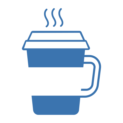 Blue Coffee Cup PNG Icon with Steam