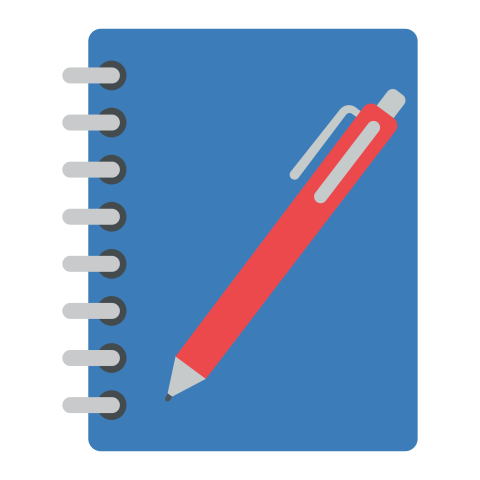 Blue Spiral Notebook with Red Pen