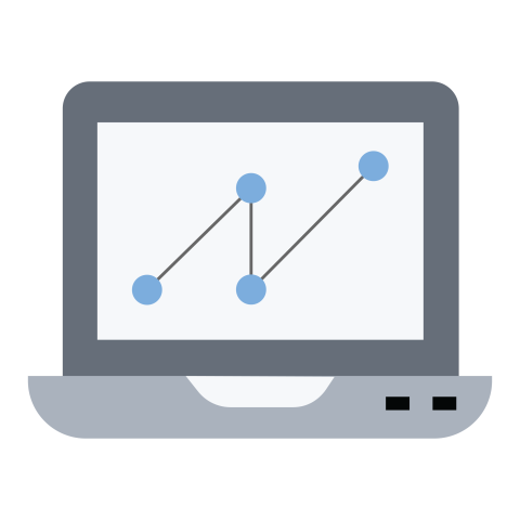 Laptop Analytics Graph Flat Design PNG Illustration