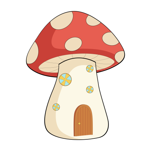 Cute Red Mushroom House Cartoon PNG