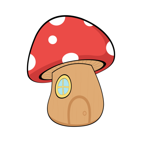 Cute Red Mushroom House PNG