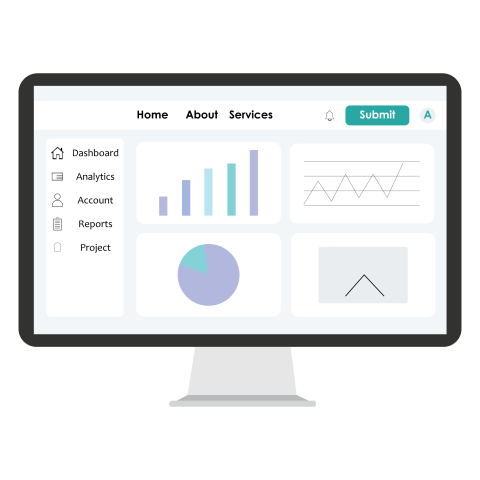 Desktop Web Dashboard Interface PNG Illustration