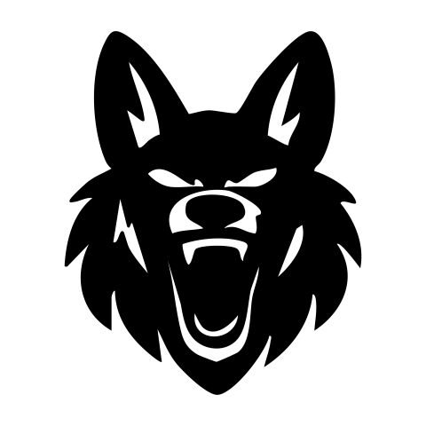 Aggressive Wolf Mascot silhouette Logo PNG