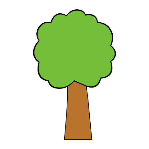 Simple flat cartoon tree png transparent