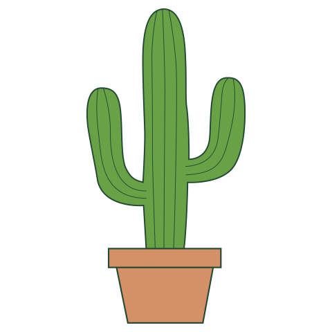 Tall Saguaro Cactus in Pot PNG