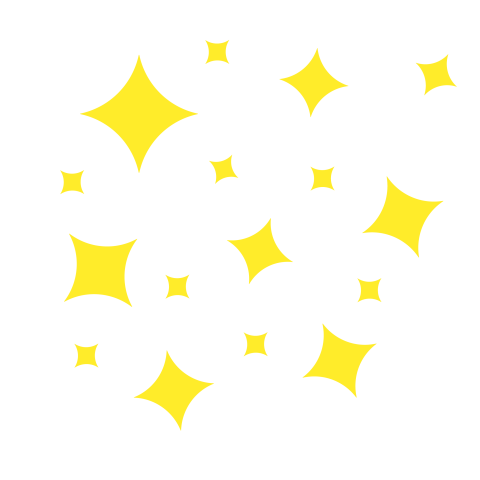 Yellow sparkle stars PNG cluster on transparent background