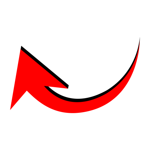 High quality red curved arrow png
