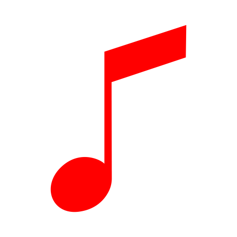 Red music note graphic